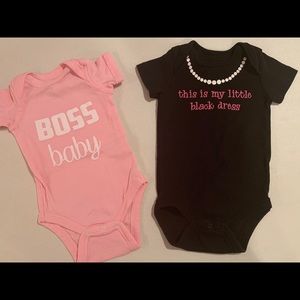 Two baby girls onesies, newborn and 0-3